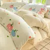 Juego de Ropa de Cama Gruesa de Vellón de Leche de Invierno de Cuatro Piezas Funda de Edredón Cálida de Coral de Doble Cara Juego de Tres Piezas de Sábana y Funda de Edredón para Dormitorio
