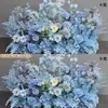 Nuevo arreglo floral de lugar de boda flor artificial decoración de boda fila de flores terminada pasarela camino arte floral boda flor artificial