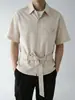 Nova camisa listrada de manga curta solta estilo coreano de alta qualidade para homens, camisa casual da moda de luxo leve de manga curta