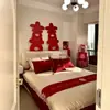 Set de Decoración de Habitación de Boda con Carácter Grande de Doble Felicidad, Decoraciones de Boda para la Habitación Nueva del Novio, Dormitorio de la Novia, Pared de Fondo de Tablero KT para Cabecera con Carácter de Doble Felicidad