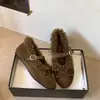 Zapatos Mary Jane Retro Plus de Terciopelo con Tacón Oculto para Mujer, Temporada Otoño/Invierno, Moño de Piel de Cordero, Calidez, Zapatos de Algodón Calientes de Ballet