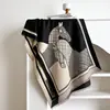 Bufanda de cachemira sintética para otoño e invierno para mujer, con patrón H, moderna y elegante, diseño jacquard engrosado, bufanda cálida, chal para habitación con aire acondicionado, calentador de cuello
