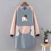 Avental de Cozinha Impermeável com Desenho de Menina, Manga Longa, à Prova de Óleo, Espessado, com Função de Limpar Mãos, Roupa de Trabalho para Adultos, Outono e Inverno