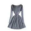 Vestido de punto cuadrado de estilo coreano para mujer, de manga larga, ajustado, línea A, versátil para ir al trabajo, vestido entallado, Otoño 2026