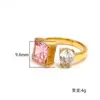 Anillo abierto de cristal de circonita ins europeo y americano de lujo ligero para mujer, nicho, acero de titanio de alta calidad, anillo chapado en oro en stock, venta al por mayor
