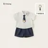 Ropa Infantil Bangxuan Camisa de Verano para Niños Traje Formal para Bebé Niño de un Año Conjunto de Dos Piezas Ropa para Bebés Niños