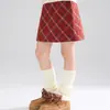 Conjunto de Suéter e Saia Estilo Coreano para Meninas de Crianças Maiores, Novo Estilo Outono e Inverno, Conjunto Fofo de Duas Peças com Desenho de Maçã e Cachorrinho