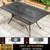 Mesas e Cadeiras Externas Pátio Flores Alumínio Fundido Mesa para Churrasco Varanda da Casa Jardim Conjunto Completo de Combinação de Mesa e Cadeiras Mesa de Jantar Longa e Cadeiras