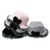 Otoño e Invierno 2025 Nuevo Estilo Pequeño Aroma Sombrero de Pescador Relleno Moda de Piel Sintética Cálido Engrosado Lazo Sombrero Cubeta Tendencia para Mujer
