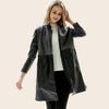Nueva Chaqueta de Cuero Estilo Retro Otoño e Invierno Bolsillo Casual Cuello Alto Abrigo Negro de Manga Larga de Piel Sintética para Mujer Jr1604
