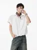 Camisa Polo para Hombre, Estilo Americano, Color Sólido, Diseño Holgado, Casual, Ropa de Trabajo Sencilla, Camisa de Verano, Versátil, Cuello, Mangas Cortas