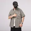 Nueva Camisa de Trabajo Lavada Japonesa Vintage de Manga Corta para Hombre Verano 2026, Chaqueta Camisa Casual Holgada de Moda