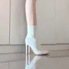 Botas Curtas Apontadas Estilo Fada Francesa 2025 Nova Moda Outono e Inverno Elásticas Slim Botas Salto Alto