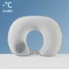 Almohada inflable en forma de U con flocado, presión automática de TPU, almohada de viaje de seda de leche, almohada inflable de viaje, sanbao de viaje, primera generación de pelo