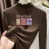 Camiseta Base Térmica para Niña de Manga Larga y Cuello Medio Alto con Borde Fruncido Primavera Otoño Invierno Color Sólido Estilo Coreano Camiseta para Niños Top para Bebé