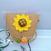 Porta-moedas Transversal de Palha Infantil, Bolsa Simples de Concha Fofa de Desenho Animado para Mulheres, Bolsa de Ombro para Viagem Tecida à Mão