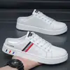 Pantuflas Zapatos de Hombre Verano Hombre talla grande Zapatos Blancos Slip-on Casuales Zapatillas de Lona Perezosas de Un Paso Sin Tacón Zapatos de Hombre