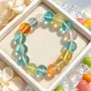 Contas de Cristal Multicoloridas, Contas de Cristal Coloridas Dopamina de Fluorita Verde, Pulseira de Cristal Branco Transparente