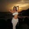 Modelo 2026 Sesión de Fotos Island Leisure Impresionante Sexy Diosa Bikini Tres Piezas Estilo Vestido Largo Traje de Baño de Dos Piezas