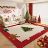 Tapete com tema de Natal transfronteiriço com motivo do Papai Noel, tapete de cabeceira xadrez vermelho festivo, decoração de feriado para sala de estar, tapete resistente à sujeira