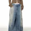 Jeans Anchos Desgastados Estilo Retro Americano con un Diseño Único para Mujer, Nuevo Estilo de Verano, Corte Holgado, Adelgazantes, Pantalones Anchos de Pierna Larga hasta el Suelo