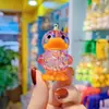Chaveiro de pato amarelo transparente de acrílico de desenho animado, pingente de boneca fofa para celular de menina, acessórios de pingente para pulseira