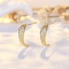 Pendientes micro de diamantes completos aguja de plata S925 pendientes de media luna moda europea y americana pequeños super brillantes joyería de hadas para la oreja al por mayor