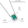 Yuntong Joyería Esmeralda Cultivada Anís Pequeño Plata 925 Envolviendo Escalera Cuadrado Circonita Colgante Conmemorativo de Regalo de Bienestar