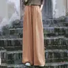Calças de Perna Larga de Algodão e Linho, Novas Calças Casuais, Estilo Chinês Artístico, Calças Largas Drapeadas Retrô para Mulheres, Soltas e Emagrecedoras para Primavera e Verão
