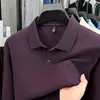 Camisa polo hexagonal de piqué de algodón 100% mercerizado de manga larga para hombre, camiseta básica de otoño e invierno, camiseta de cuello con botones de algodón puro