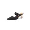 Pantuflas Baotou de Tacón Grueso Cómodas de Punta 2023 Verano Nuevo Pantuflas Simples de Estilo Coreano con Temperamento de Perla para Mujer