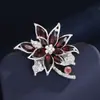 Moda Europea y Americana Retro Broche de Flor de Hibisco Pin de Flor de Cristal de Gama Alta para Mujer Accesorios de Corsage Floral para Chaqueta de Traje