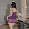 Traje de Pijama Ropa Interior Sexy Encaje Sexy Madrastra Perspectiva Sentimiento Tentación Morado Tirante Gratis Bata de Noche H074