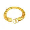 Pulsera de Hombre con Hebilla de Carácter Fu 'Boss' 8N10N12N15N Chapada en Oro Pulsera Plana Doble Hebilla Dominante Suministro por Lote