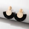 Pendientes bohemios retro étnicos en forma de abanico, nuevos y populares de estilo europeo y americano, con personalidad exagerada, pendientes modernos hechos a mano.