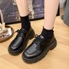 Zapatos Pequeños de Cuero Estilo Preppy Británico de Suela Gruesa para Mujer Invierno 2025 Nuevos Zapatos Individuales Negros JK Mary Jane Mocasines Versátiles