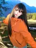 Chaqueta de Madera para Mujer 3 en 1 2025 Nueva Outdoor de Gama Alta Viento Impermeable Estilo Dopamina Naranja