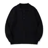 Suéter Rumeng estilo japonês retrô moderno com gola polo canelada vertical para homens, outono, caimento solto, top de malha casual para casais