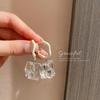 Pendientes Acrílicos Transparentes Asimétricos Coreanos Aguja de Plata Estilo Ins Barroco Nicho Diseño Versátil Pendientes de Hebilla para la Oreja