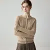 Cárdigan de cachemira para mujer con cuello redondo y mangas largas, con un diseño de botón de perla trenzado, nuevo estilo otoño e invierno, abrigo cómodo y suave