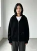 Outono Inverno Transfronteiriço Novo Estilo Cardigã de Tricô com Capuz e Zíper Casaco Feminino Estiloso Solto Emagrecedor Roupa de Fora com Capuz Cardigã de Tricô