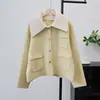 Nuevo Cárdigan de Lana de Doble Cara Desmontable de Punto Suelto con Solapa, Chaqueta Suéter Casual Versátil para Mujer, Otoño e Invierno 2025