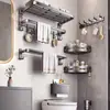 Estante para Toallas de Aluminio Espacial Color Gris Pistola, Estante de Almacenamiento para Baño sin Taladro, Estante para Toallas de Baño y WC, Espacio Grueso para Baño