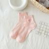 Calcetines de Verano de Malla Fina para Mujer con Bordado de Lazo Calcetines Ins de Ballet Crema Calcetines Japoneses de Algodón sin Costuras