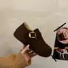 Zapatos Boken de suela gruesa con tacón oculto de cobertura total forrados de felpa para mujer 2026 invierno nuevos slip-on gorros zapatos de algodón botas de nieve