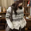 Abrigo suéter Fair Isle retro para mujer, nuevo diseño otoño/invierno 2026, cárdigan de punto holgado y adelgazante