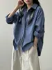 Camisa Simple de Algodón Puro Dopamina Beishan Tongshu para Mujer, Estilo Coreano de Otoño, Holgada, Versátil, Elegante 82599