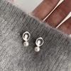 Polvo para Pan al Vapor Shijia Aretes de Perlas Blanco Leche Claro Aguja de Plata Esterlina S925 Nicho de Gama Alta Combinables Nuevos Aretes