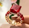 Anillo de Oro Rosa con Diamantes Completos e Incrustaciones de Rubí, Modelo Nuevo, Anillo de Diamante Ajustable para Mujer, Venta al por Mayor