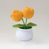 Flor Popular Tejida a Mano Transfronteriza Flor de Lana Tejida Flor Artificial Flor de Tulipan Flor de Lana Ganchillo Planta en Maceta Hecha a Mano Producto Terminado